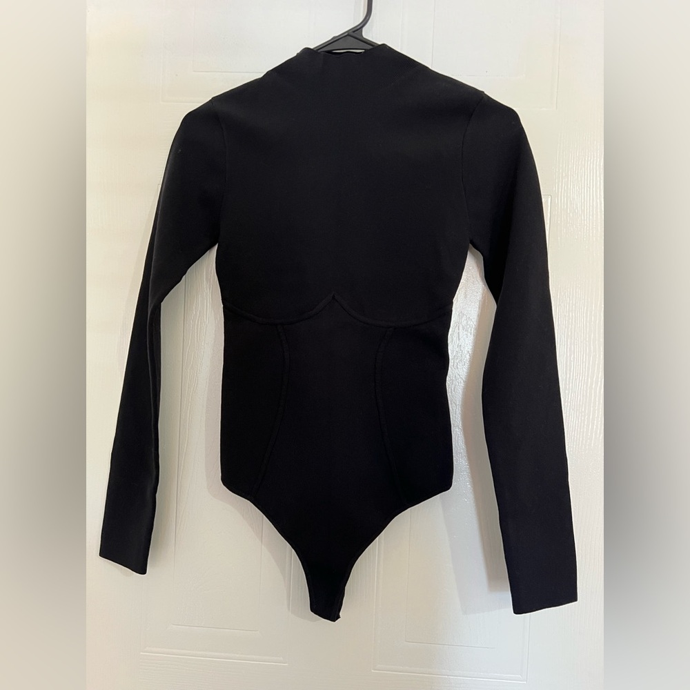 Shoe Dazzle Black Long-Sleeve Bodysuit